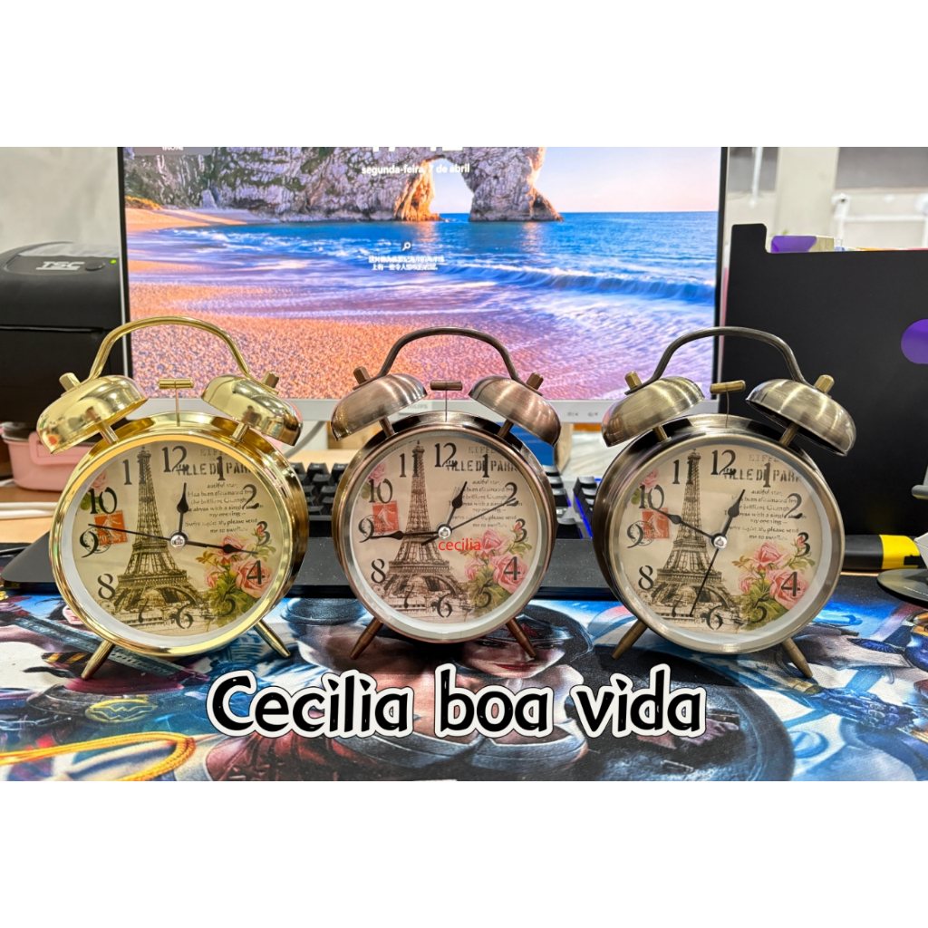 Relógio Despertador Metal Estilo Antigo Retro Sino Super Alto Pilha Mesa Portátil em Oferta na Shopee