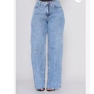 calça jeans wide leg clara sem rasgados