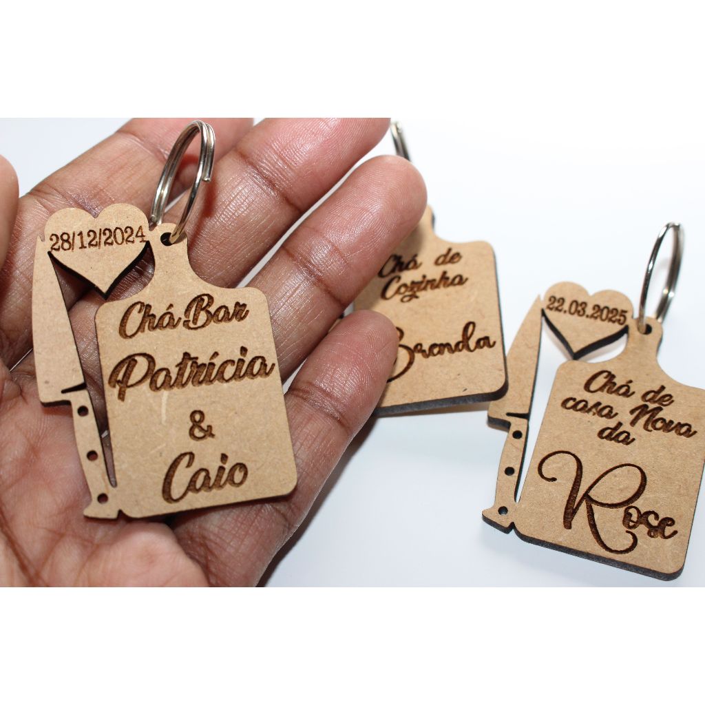 20 Chaveiros Tábua para Lembrancinha de Chá de Cozinha em MDF