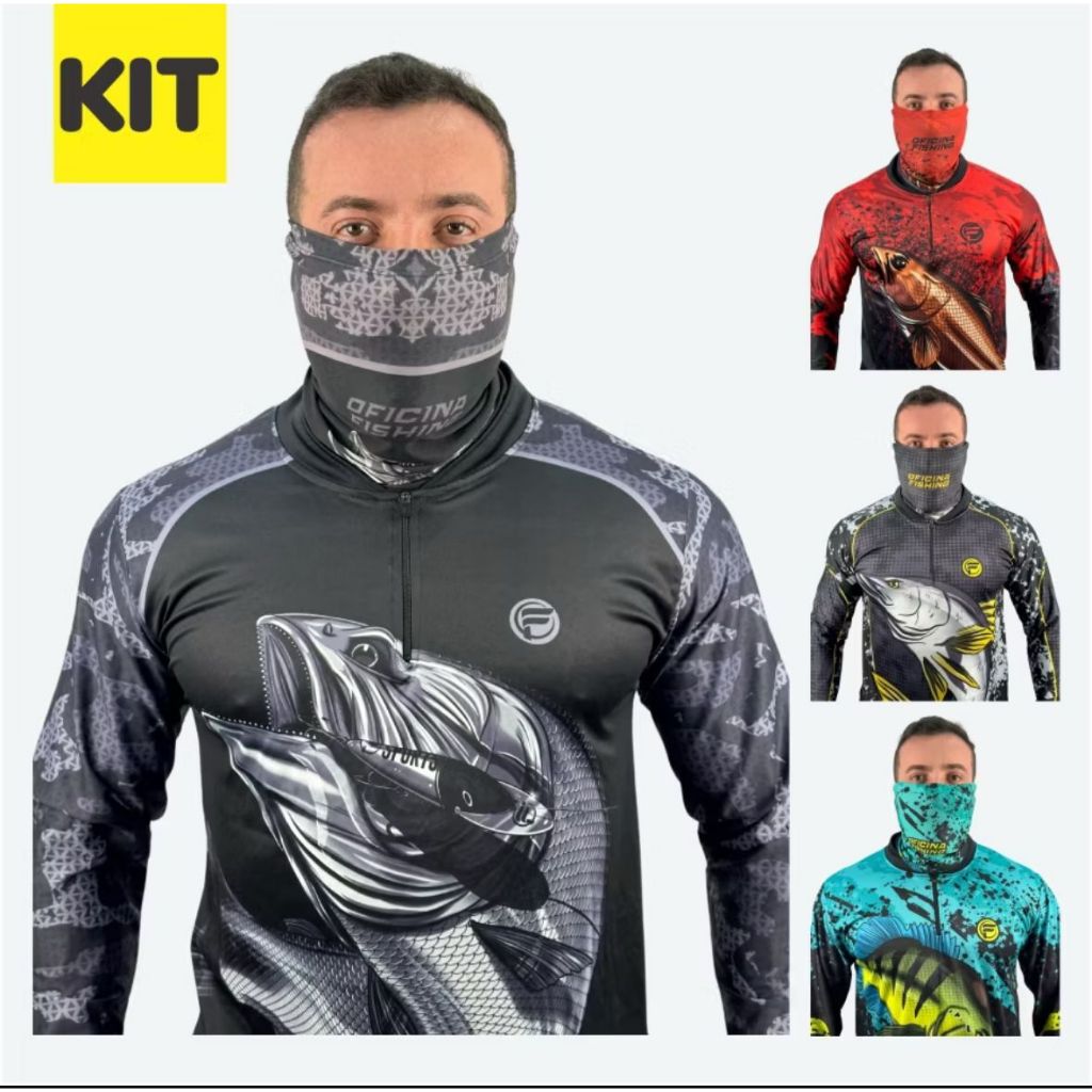 Kit Camisa Camiseta De Pesca + Bandana C/ Proteção Térmica Solar Uv50 Dryfit Envio Imediato em Oferta na Shopee