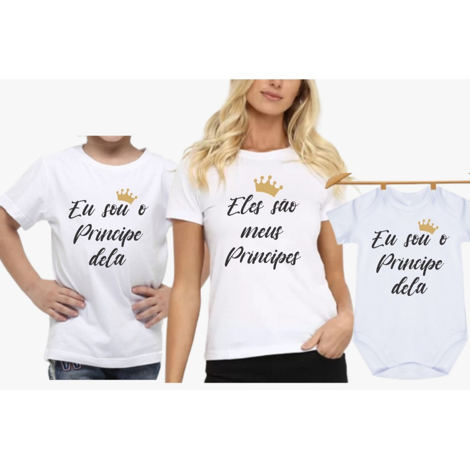 Kit 3 Peças Tal Mãe Tal FIlhos Eles São Meus Principes Mãe de Meninos Mãe de Dois BRANCO