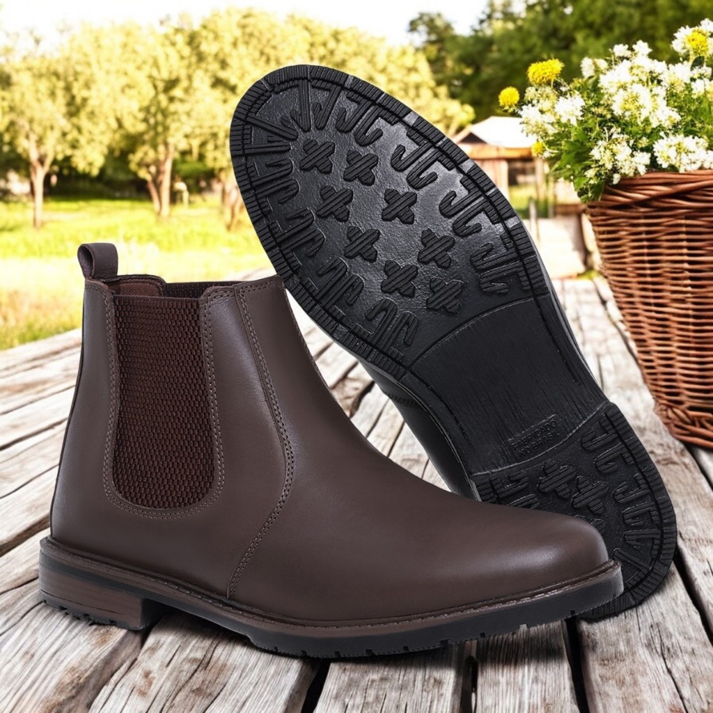 Bota Chelsea Masculina Botina Cano Curto De Couro Legítimo Sola De Borracha Estilosa Moderna