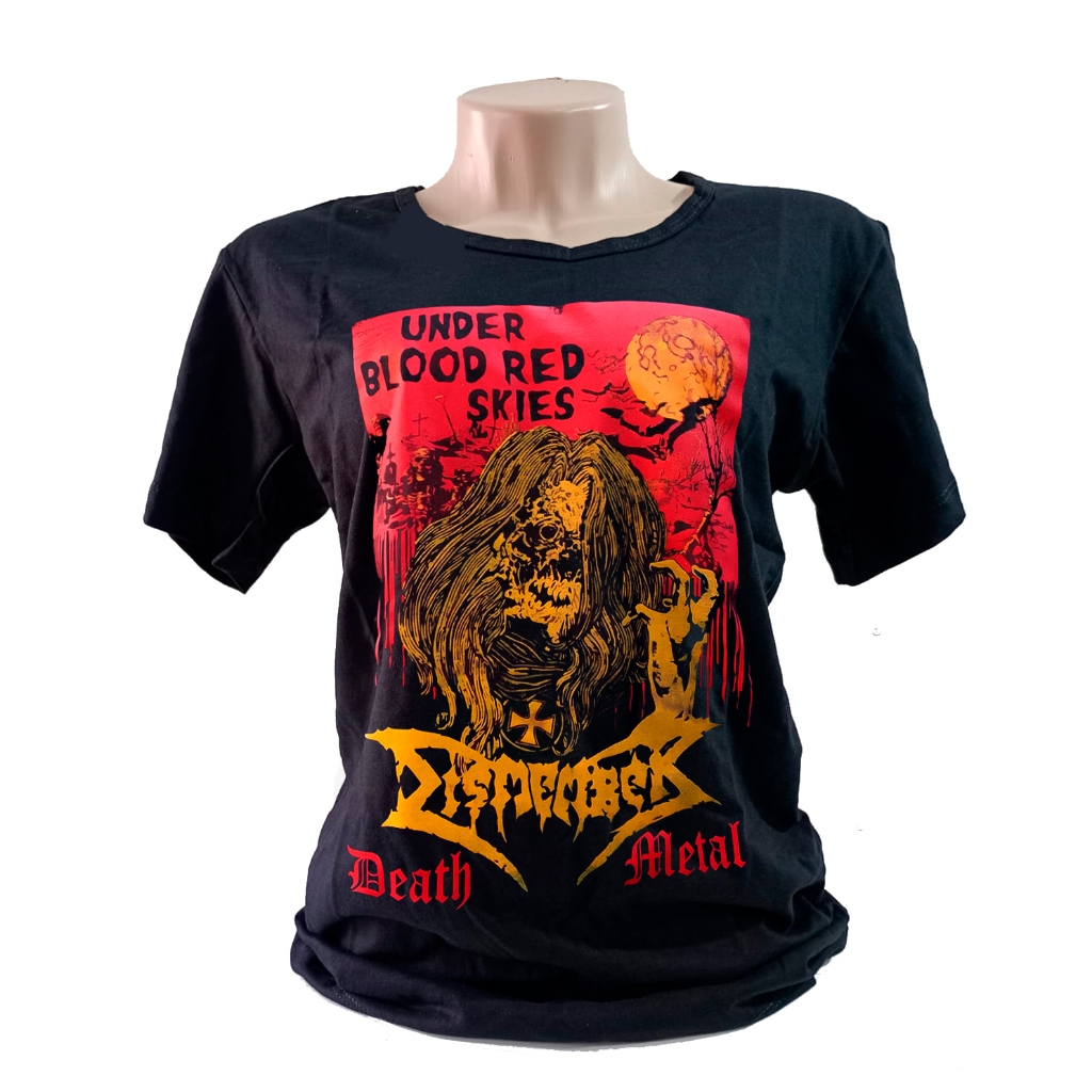 Camiseta babylook feminina Dismember Under Blood Red Skies Death Metal