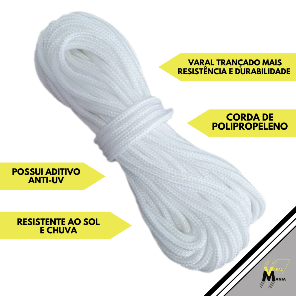 Corda Varal Polipropileno 3mm Resistente Trançada Ao Tempo de 15 ou 30 metros em Oferta na Shopee