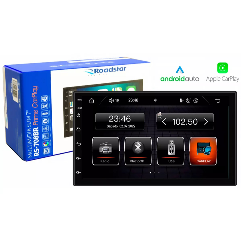 Central Multimídia Universal 7 Pol Carplay Bluetooth Rs708 em Oferta na Shopee