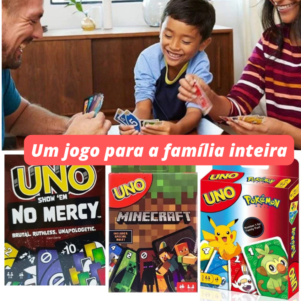 UNO Jogo de cartas UNO MINECRAFT UNO NO MERCY UNO POKEMON UNO SUPER MARIO UNO STAR WARS UNO BARBIE UNO VINGADORES