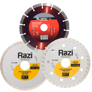 Jogo 3 Discos Corte Diamantado Liso Turbo Segmentado 110mm x 20mm Várias Marcas Modelos Profissional em Oferta na Shopee