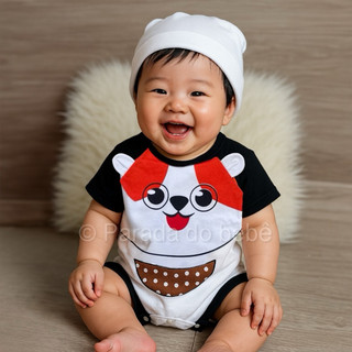 Macacão para bebê Kit Macacão cachorrinho com touquinha em Oferta na Shopee