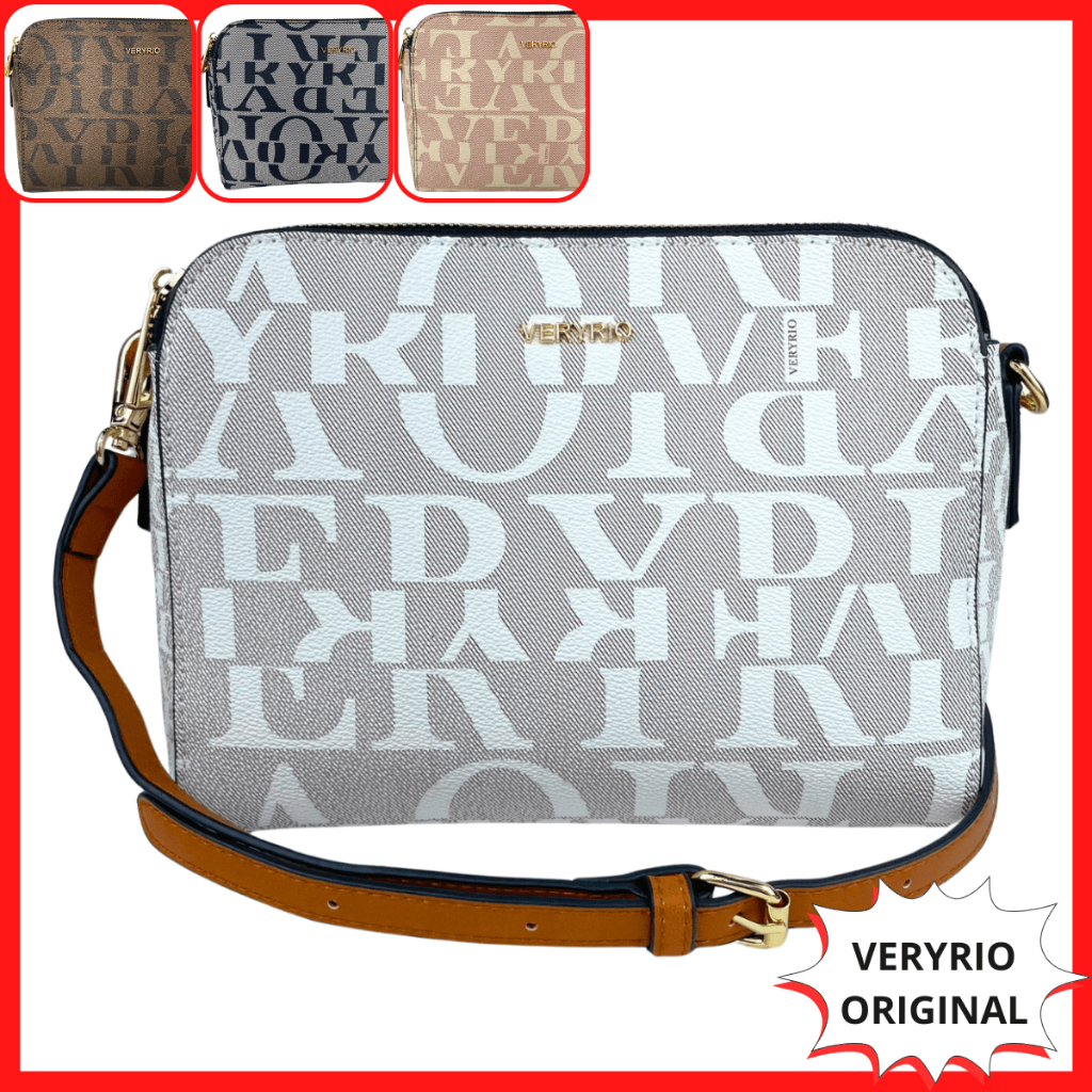 Bolsa Luxo Pequena de Lado Lateral Veryrio Rennes VR3851 Original Monograma Divisória Alça Regulagem