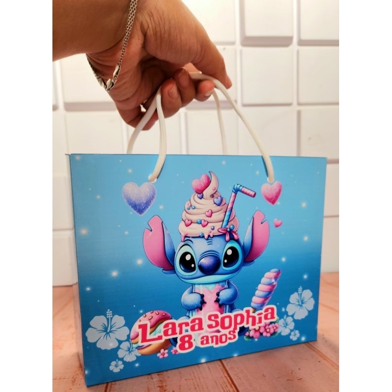 Sacolinha Saquinho Surpresa Personalizada Stith  Sorvete  GRANDE 20 x 15 x 6 cm I Lembrancinha Festa Infantil Lilo Stith