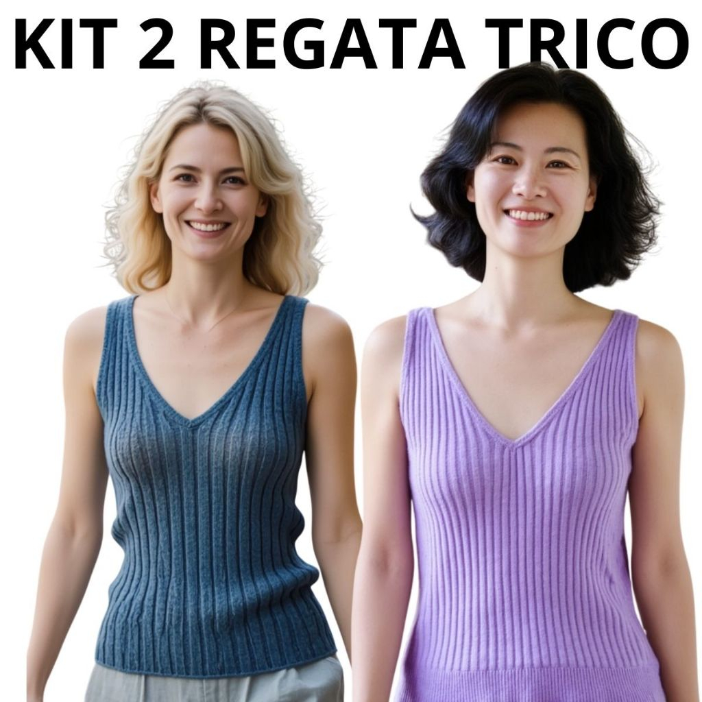 KIT 2 Regata Feminina Tricô Alça Estilo Casual e Confortável P/ Todas as Ocasiões Segunda ...