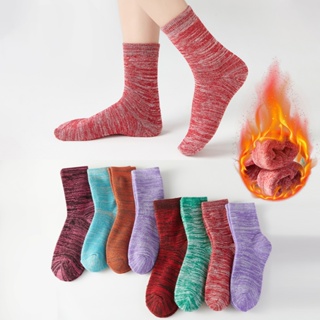 3/6/12 pares de meias femininas grossas e quentes de cano médio, meias de toalha tamanho 35-40 em Oferta na Shopee