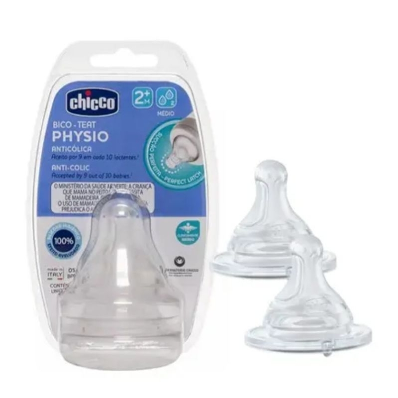 Bico Mamadeira Physio Perfect 5 chicco 2M+ com 2 unidades