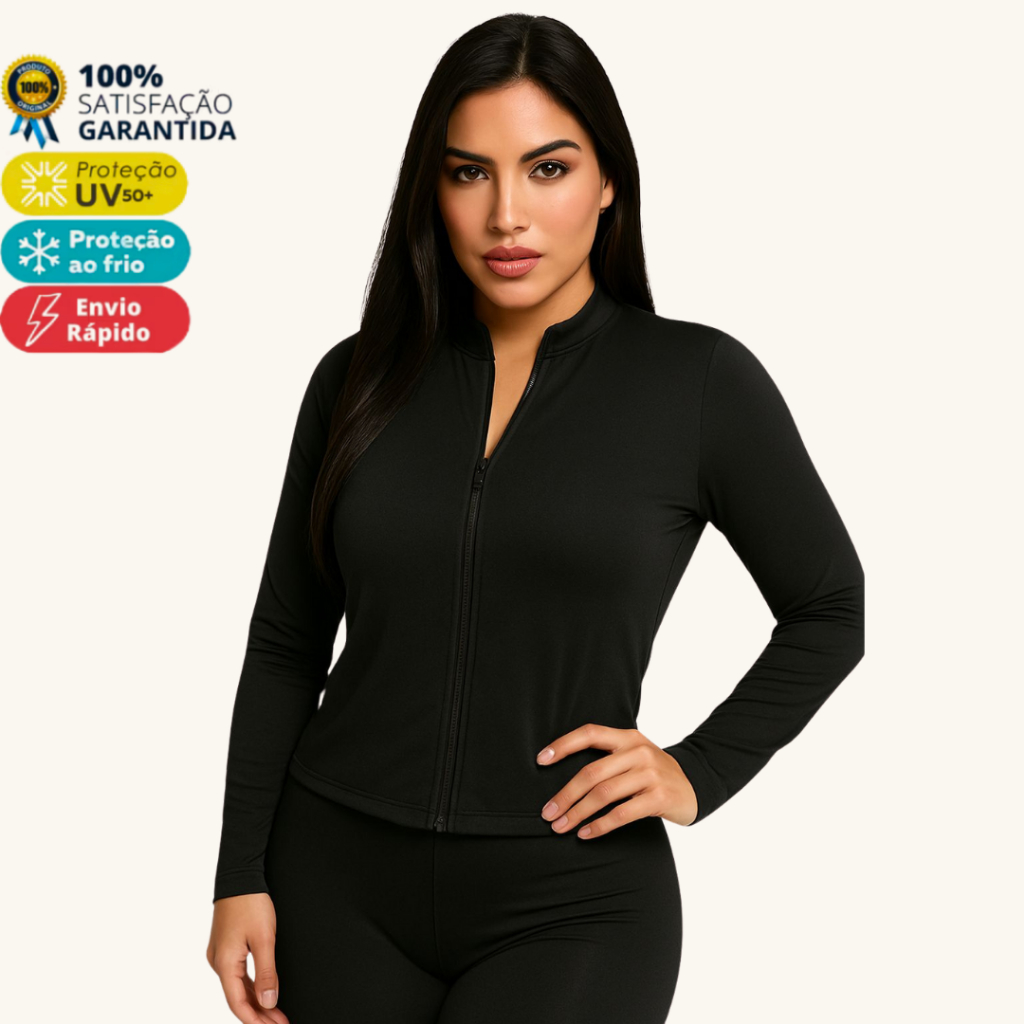 Casaco Dryfit Casaquinho Proteção Solar Zíper Slim Blusa Térmica Treino Academia Feminina