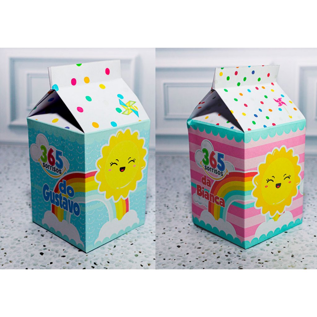 Caixa Milk Personalizada 365 VOLTA AO MUNDO Festa Infantil Menino Menina Lembrancinha - PEGUE E MONTE