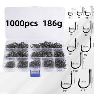 Kit Pesca: 1000 Anzóis Chinu nos Tamanhos 3 ao 12 com Estojo de Armazenamento em Oferta na Shopee