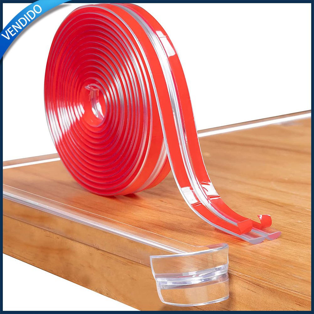 Protetor de borda de quina de canto de mesa moveis de silicone fita transparente com 6 metros auto colante