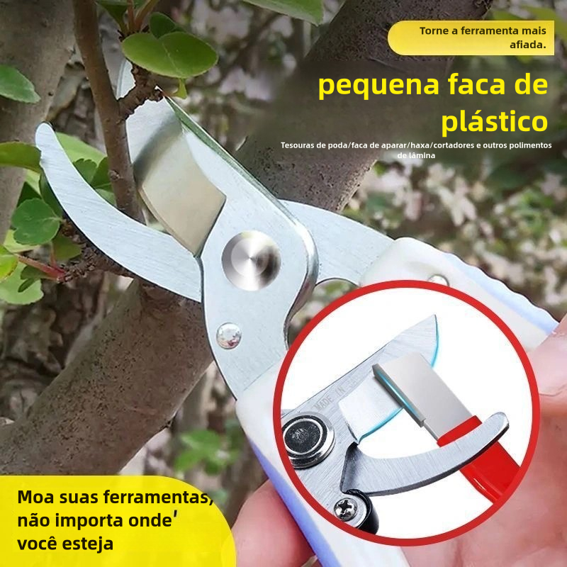 Afiador Profissional de Facas Aço Tungstênio Pedra Diamantada Lâminas Tesoura Jardinagem Cabo Antiderrapante