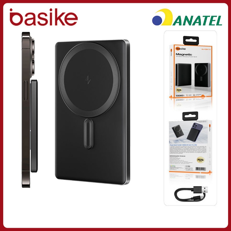 Basike Power Bank Ultra Thin 10000mAh Indução Magsafe Carregador Portátil Bateria de backup de telefone celular，POW115 - Mobile & Gadgets