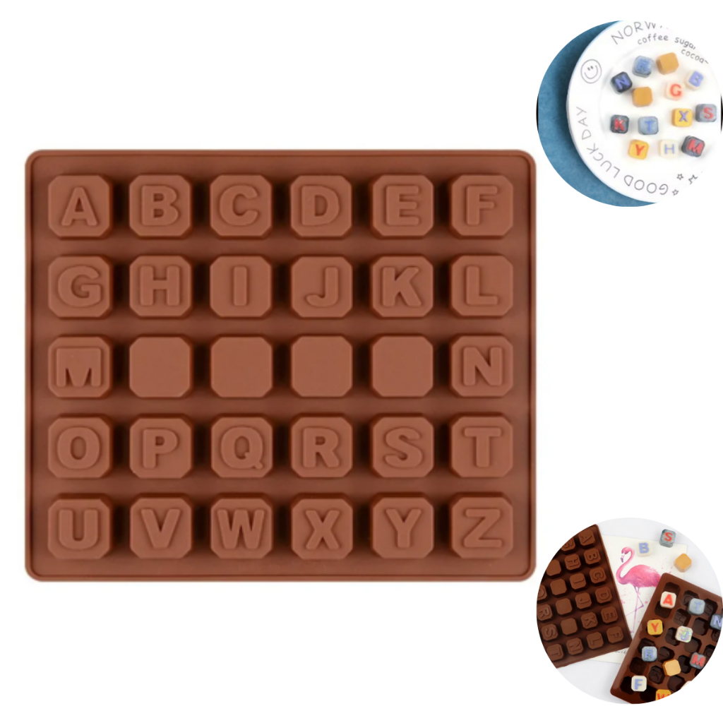 Molde de Silicone Alfabeto Quadrado Marrom Letras Bala Gummy Bear Gelo em Oferta na Shopee