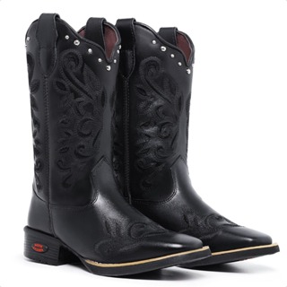 Bota Texana Feminina Country Em Couro Com Apliques Toda Bordada Super Lançamento em Oferta na Shopee