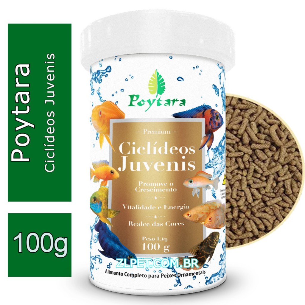 Ração Para Peixes Cilclideos Poytara Ciclídeos Juvenis Magna 100g em Grãos para Ciclideo Pequenos