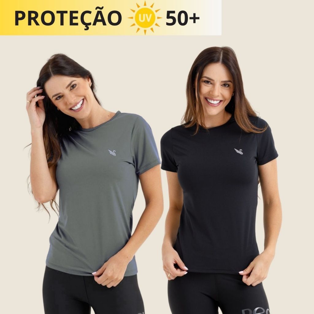Kit 2 Blusas Camisas Feminina Para Academia Dryfit Uv 50+