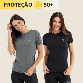 Kit 2 Blusas Camisas Feminina Para Academia Dryfit Uv 50+
