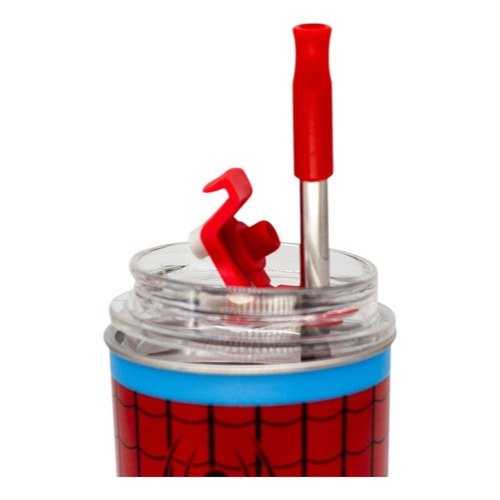 Copo Neo Com Canudo Homem Aranha Spiderman Marvel 300 Ml