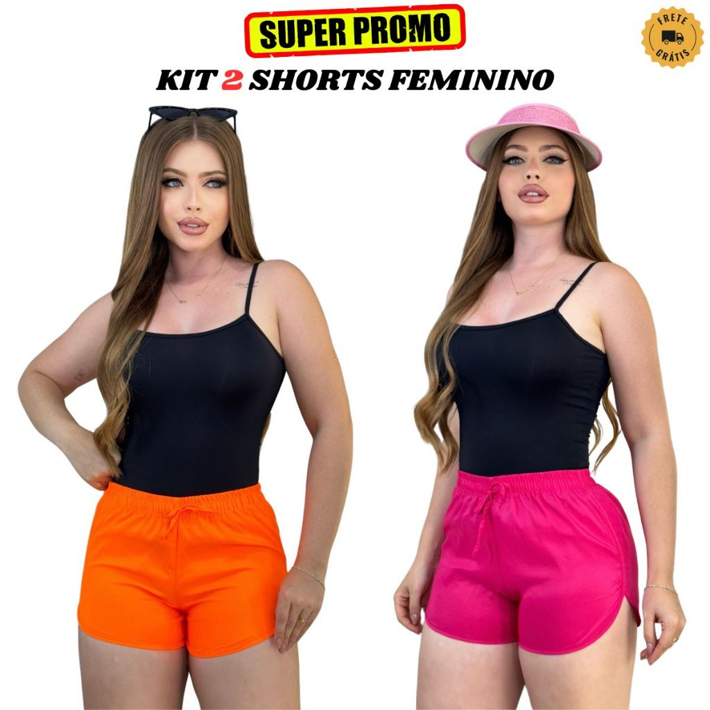 Kit 2 shorts Tactel Feminino Saída de praia pareô Canga Short de Academia Moda Verão Short Caminhada em Oferta na Shopee