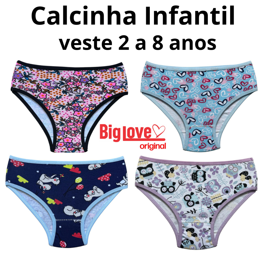 kit com 5 calcinha infantil de algodão ( tamanhos de 2 até 8 anos ) direto da fábrica em Oferta na Shopee