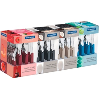 Jogo de Faqueiros Carmel 24 Peças Aço Inox cabos de Polipropileno Tramontina em Oferta na Shopee