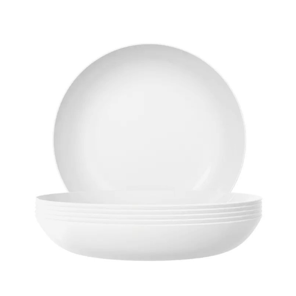 Kit  6 Pratos Fundo Branco Opaline Linha Blanc 22Cm Nadir