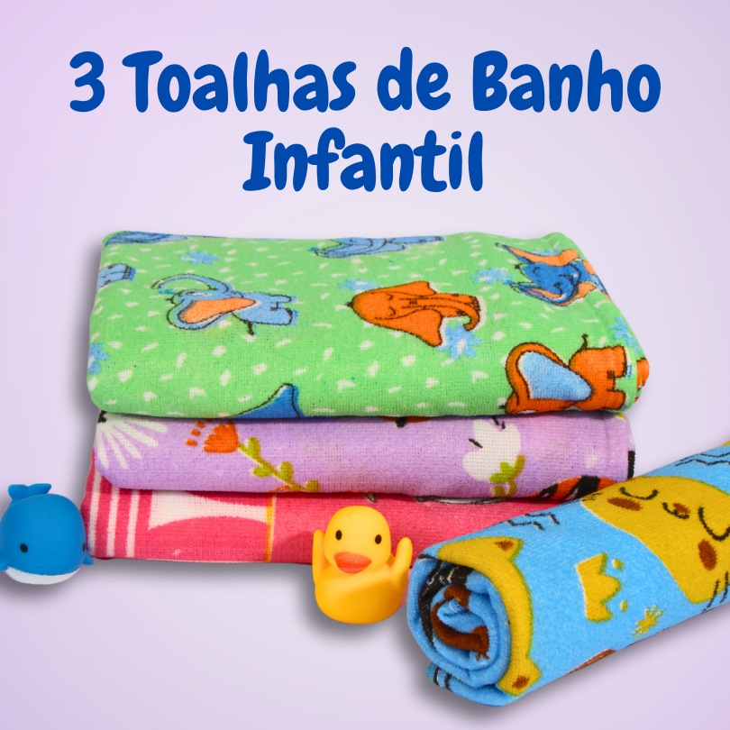 Combo 03 Toalhas Praia Piscina  Infantil Bebê De Banho  Desenhos Kids Anti Alérgica em Oferta na Shopee