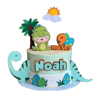 Topo de bolo Dino Baby menina e menino - Topper personalizado aniversário e mêsversario em Oferta na Shopee