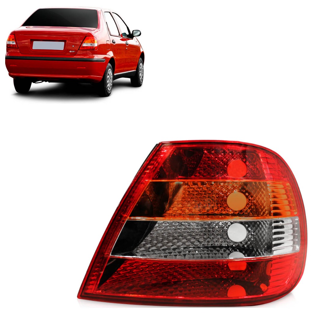 Lanterna Traseira Siena 2001 2002 2003 2004 2005 2006 Tricolor Carcaça Preta em Oferta na Shopee