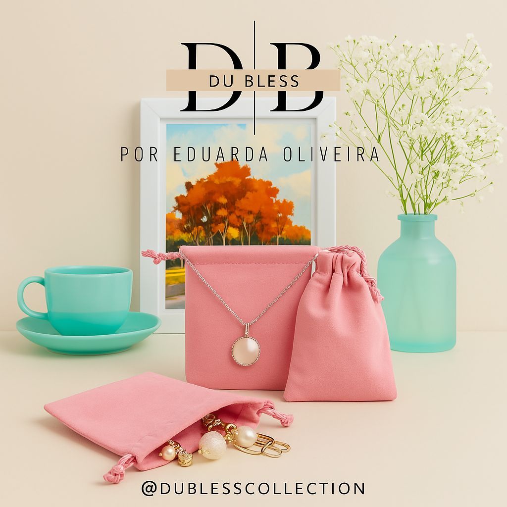 Variedades Saquinho de Veludo Premium Porta-Joias e Relógios – Embalagem Elegante Rosa Minimalista
