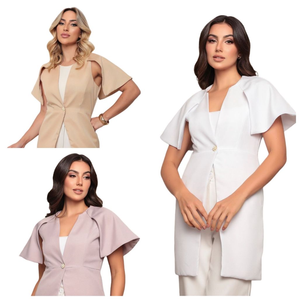 Jaleco Feminino Gisele em Oxford Várias Cores ELIA em Oferta na Shopee