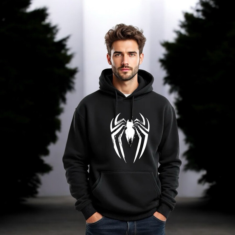 Moletom com Capuz Homem Aranha Blusa De Frio Flanelada Quente Confortável Com Bolso