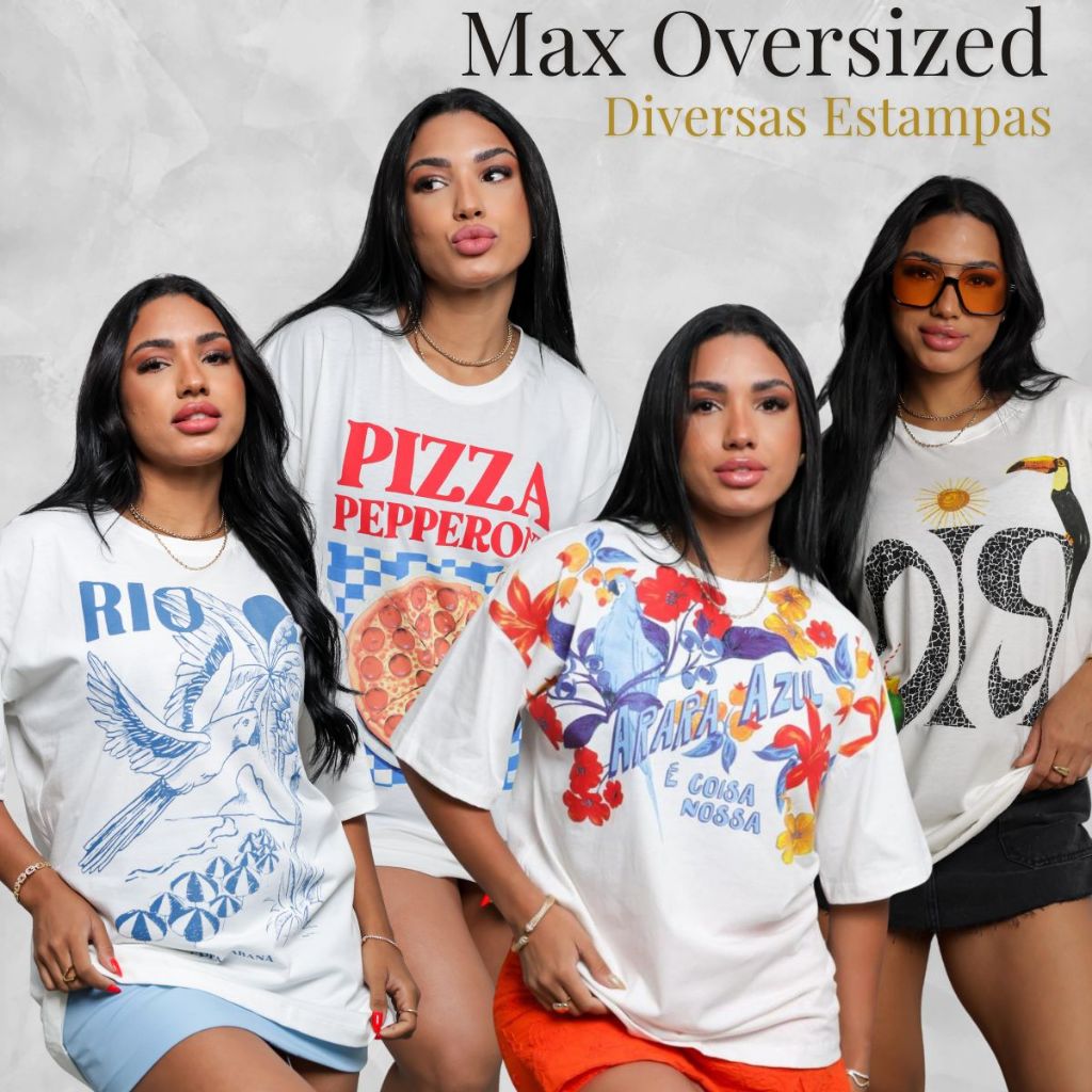 Max Blusão Oversized Feminina Diversas Estampas 100% Algodão StreetWear