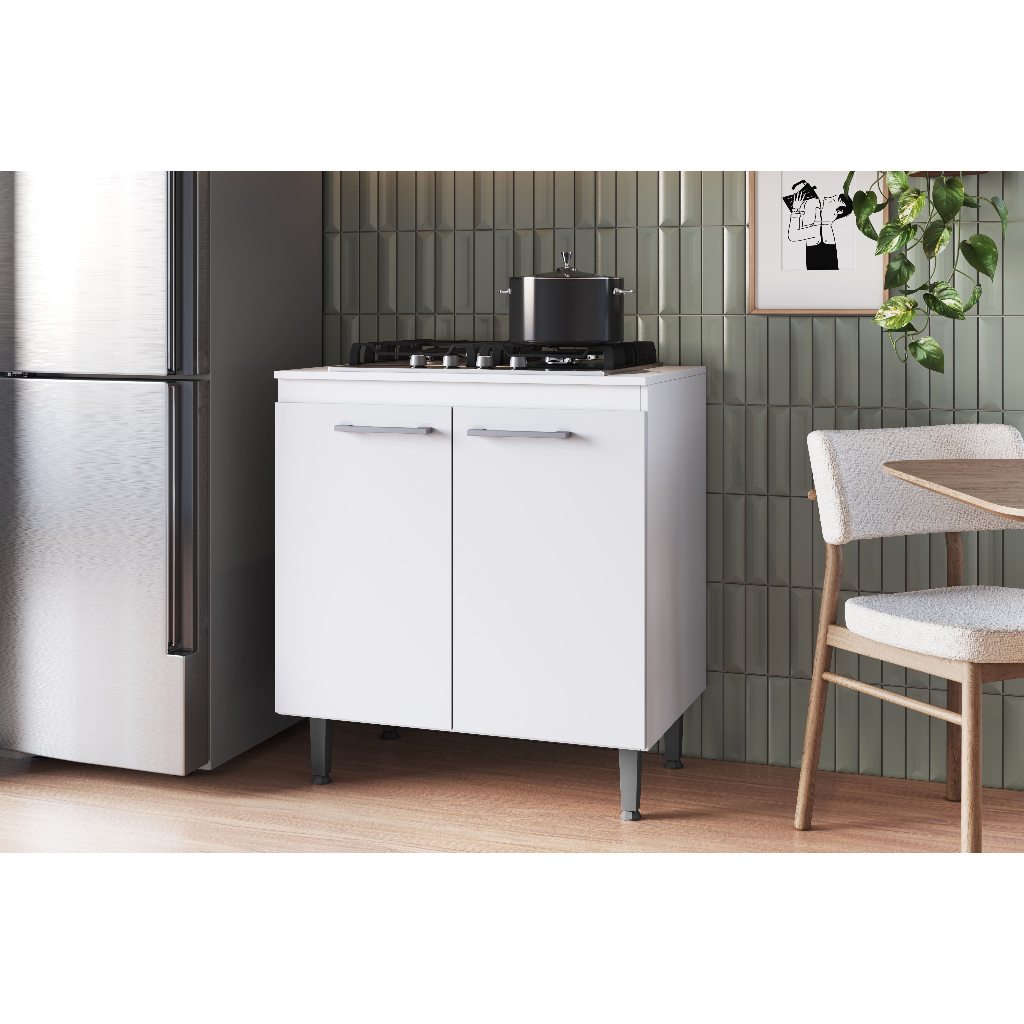 Balcão para Cooktop 2 Portas Cozinha Compacto com Prateleira Interna Moderno