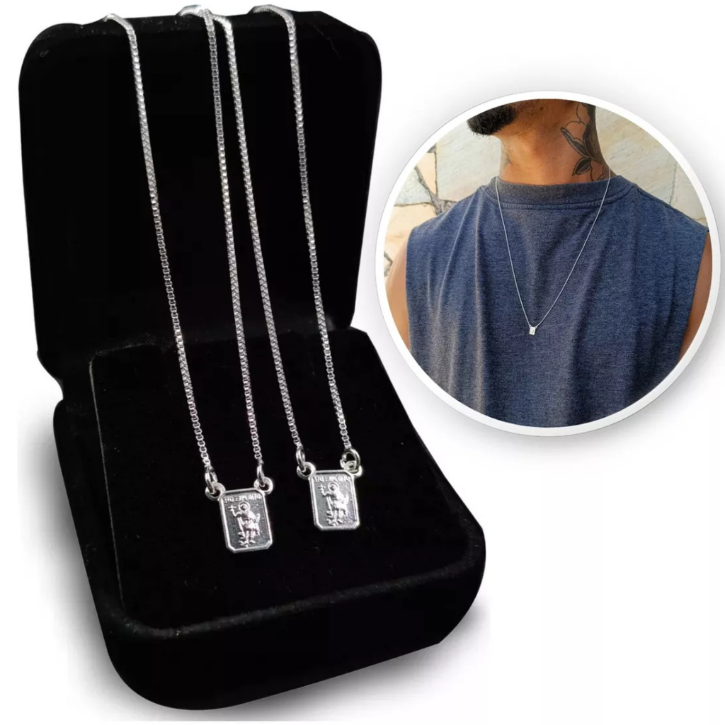 Escapulário De Prata 925 Santo Expedito Colar Religioso 60cm Corrente Veneziana Legítima Maciça em Oferta na Shopee