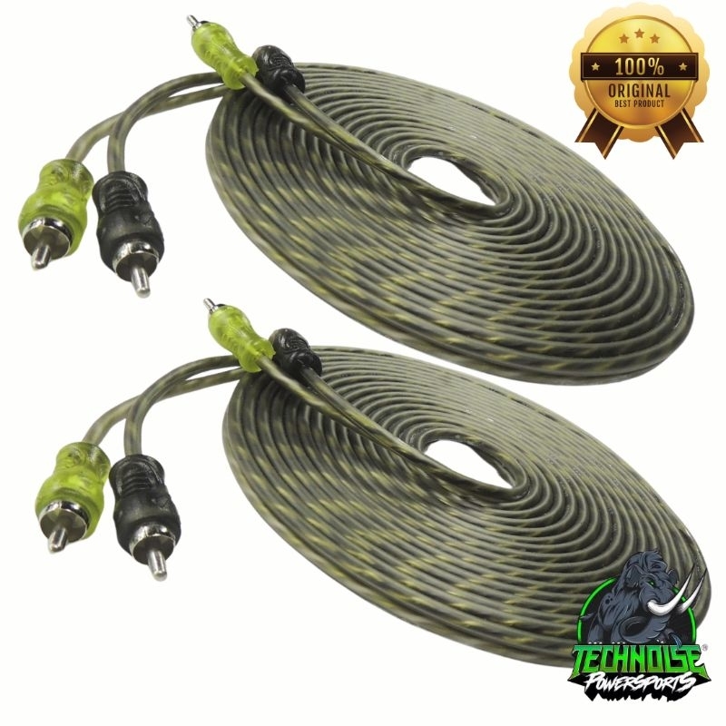 kit 2 Cabo Rca 5 Metros Injetado Flexivel 200 PRO Technoise som automotivo