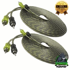 kit 2 Cabo Rca Blindado 5 Metros Injetado Flexivel 200 PRO Technoise som automotivo
