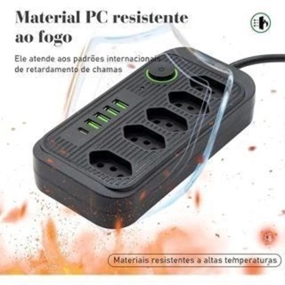 Extensão Retângulo 4 Tomadas 2 USB 1 Type-C  Tomada Universal e Extensão Quadrada  5 tomadas 4 usb e 1 entrada tipo-c