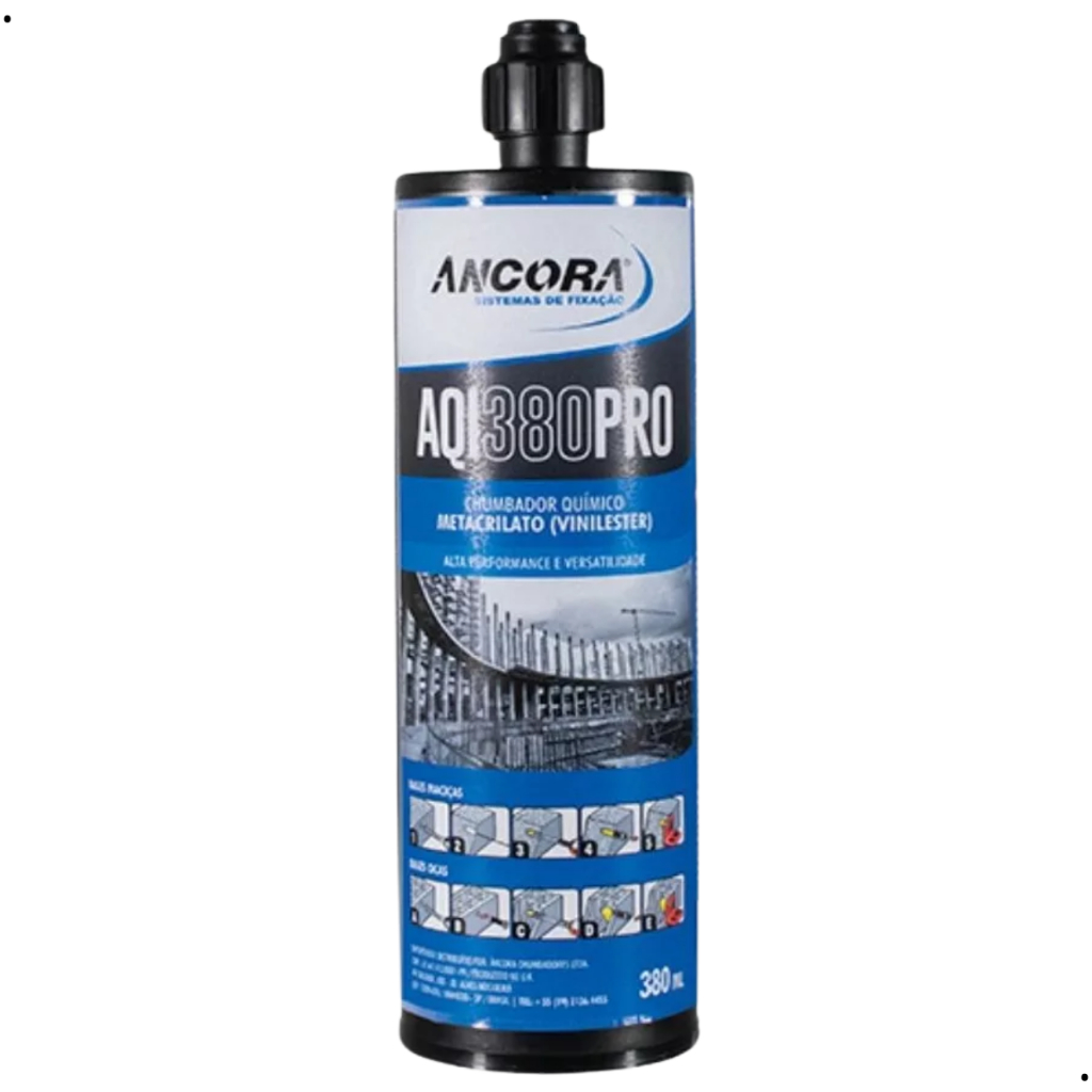 Chumbador Químico Ancora Aqi 380 pro Metacrilato Altas Cargas 380ml Bico Aplicador Concreto Fixação