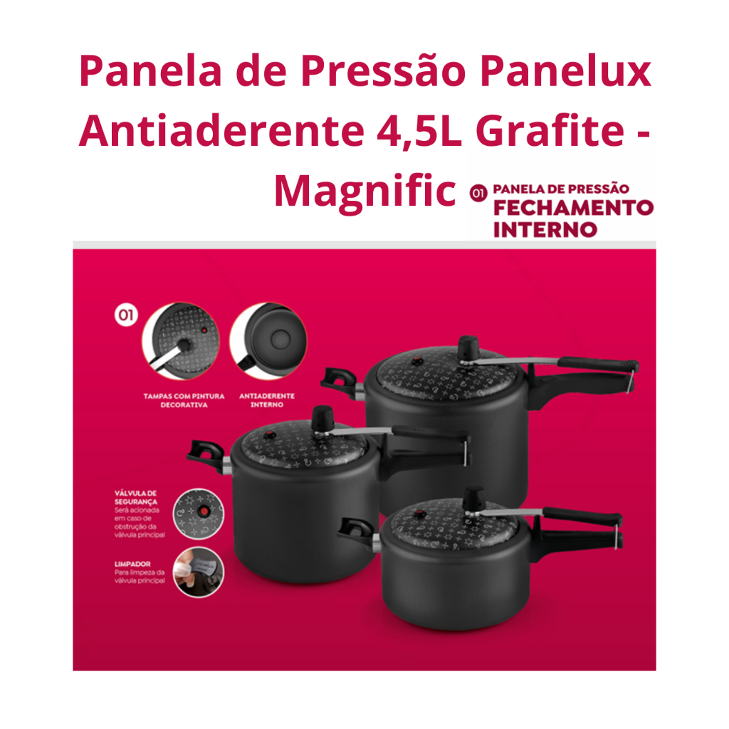 Panela de Pressão Panelux Antiaderente 4,5L – Grafite Magnific