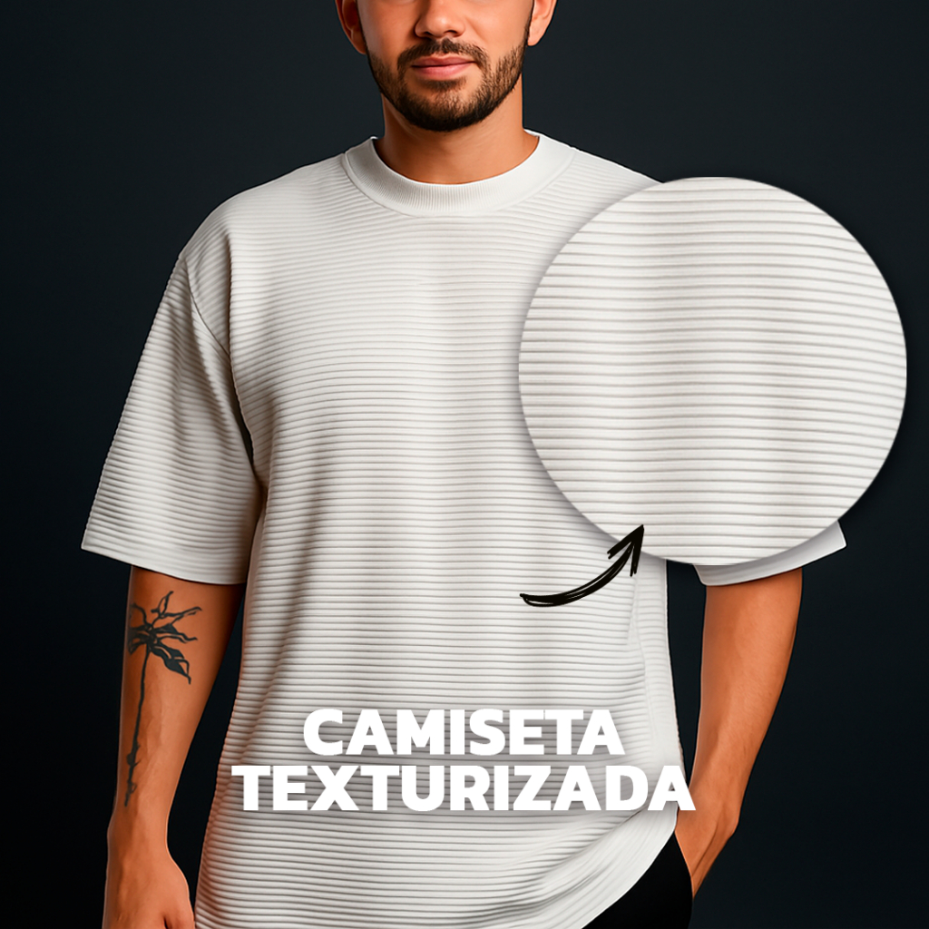 Camiseta Texturizada Oversized camisa Premium Off white - Preta Textura Baly Modelo de luxo Artistas