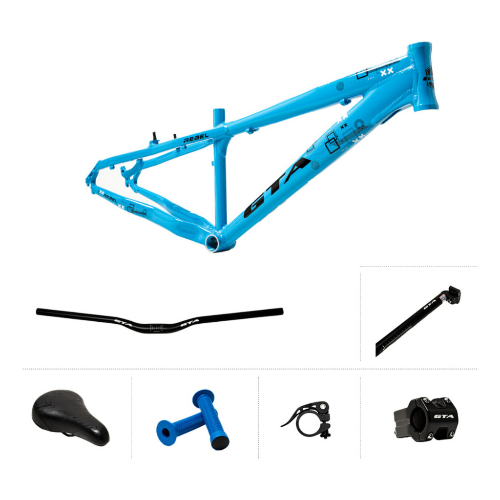 Kit Quadro Bike Gta Rebel Aro 26 Freeride Alumínio Cor Azul Tamanho Del Quadro Único