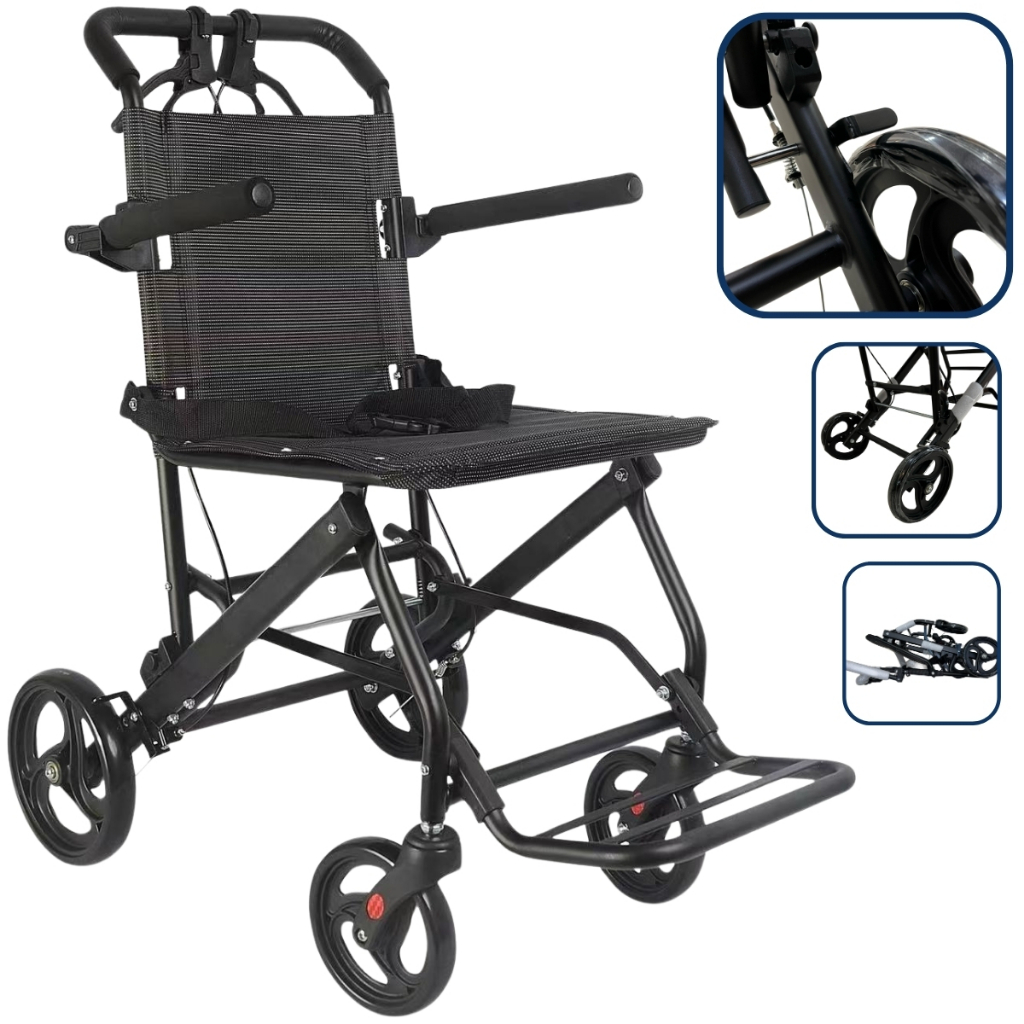 Cadeira De Rodas Leve Compacta De Transporte Idoso Dobrável